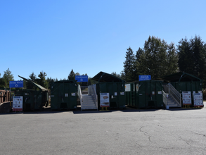 Olympic View Transfer Station recycling drop off, scrap metal, cardboard and mixed recycling containers