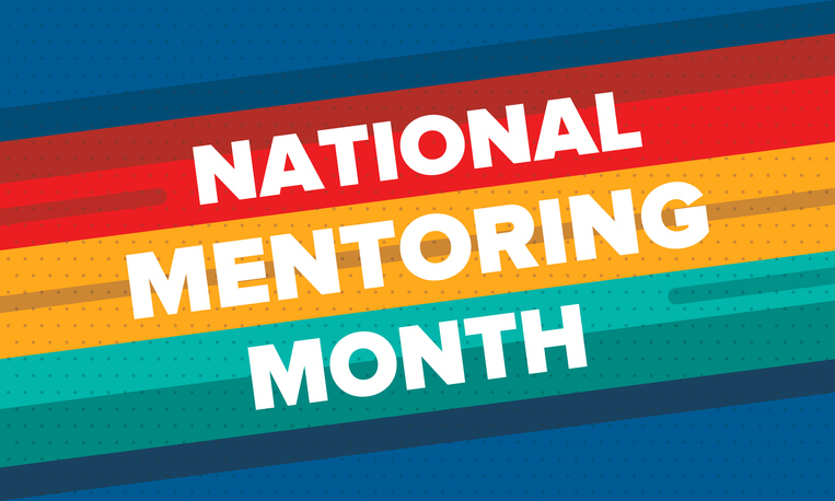 national mentoring month banner with colorful background